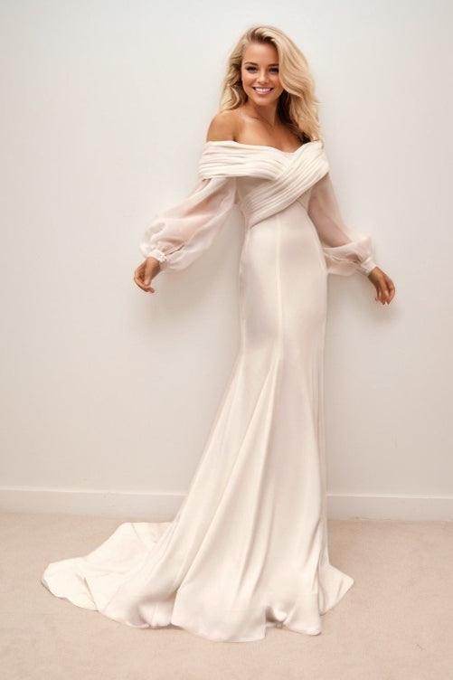 Mermaid Sweep-Brush Train Elastic Cloth Wedding Dress CW3460 - COCOMELODY